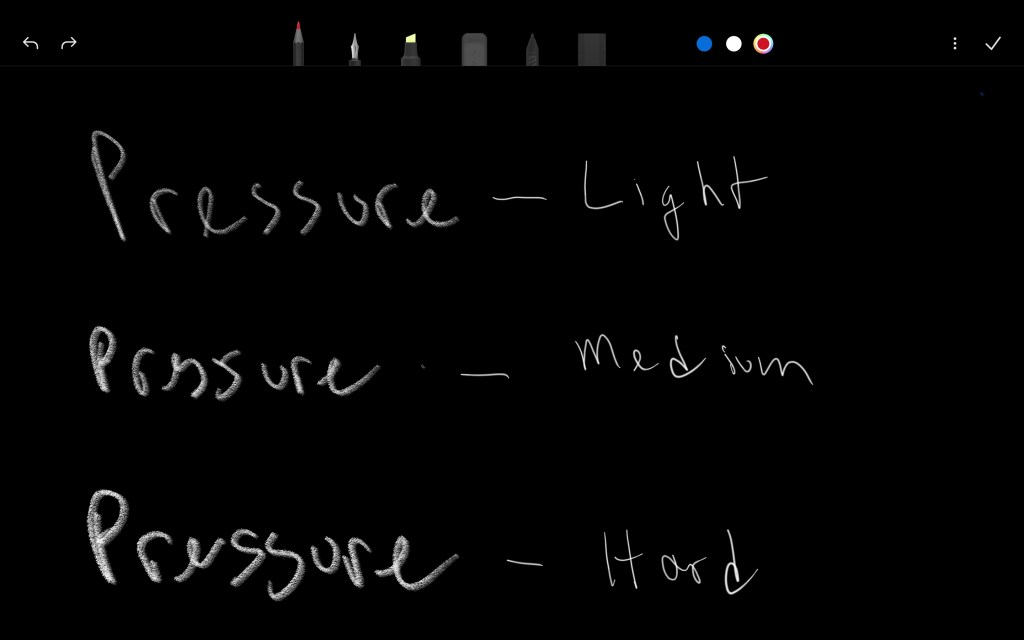 Pressure sensitivity testing in Xiaomi Notes with Smart Pen 2