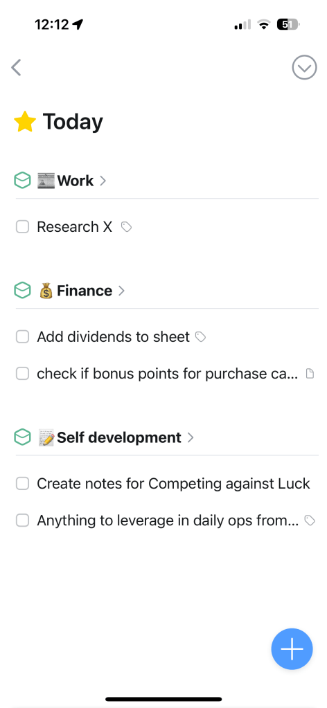 Things 3 iOS Light Mode Screenshot
